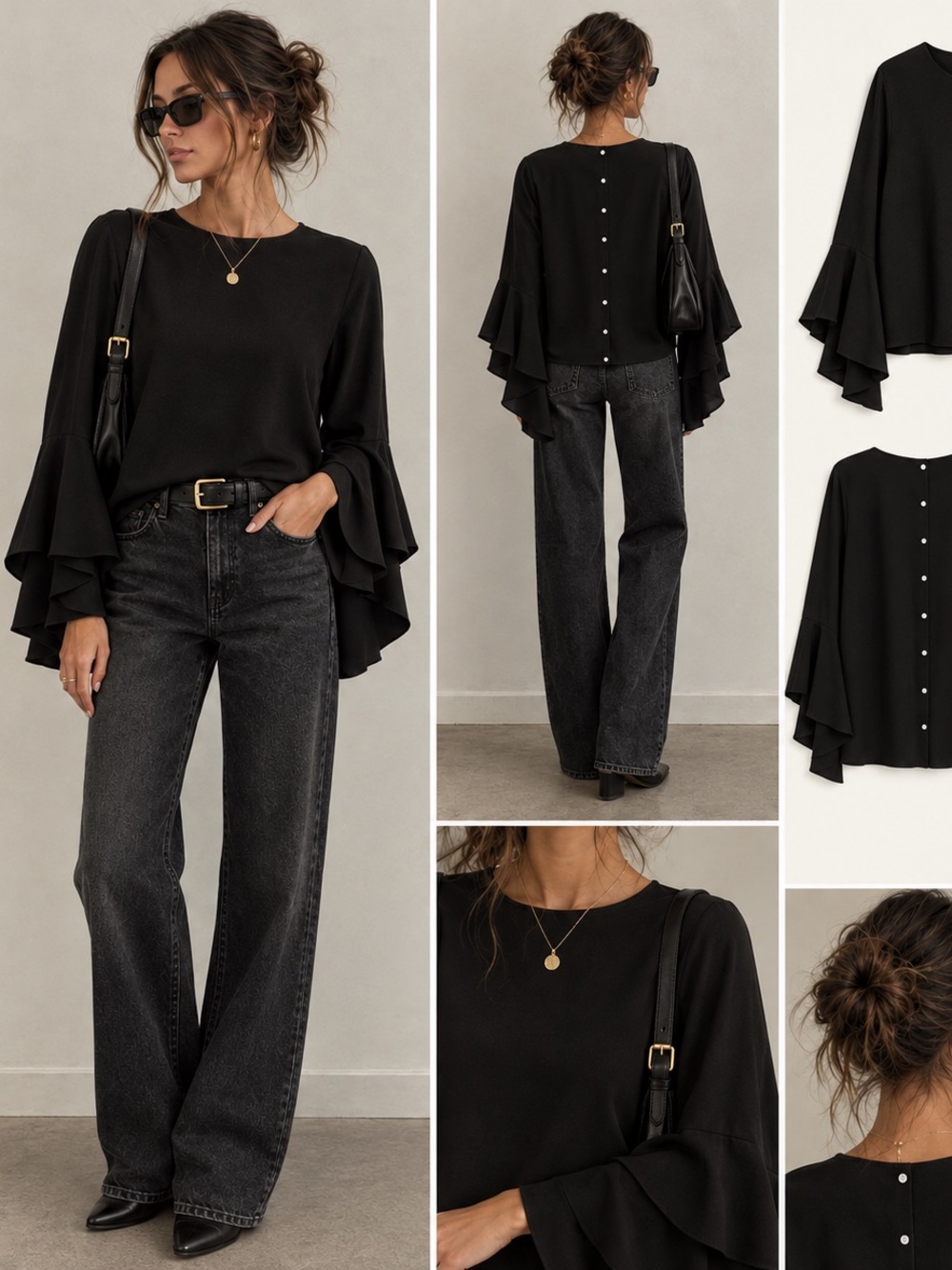 Carmen Marc Valvo Black Blouse